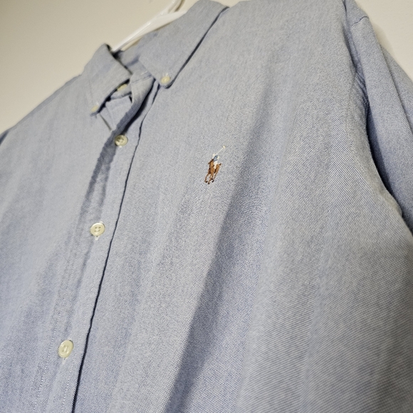 Ralph Lauren Custom Fit 100% Cotton Blue Long Sleeve Button Down Shirt XL - Picture 2 of 4